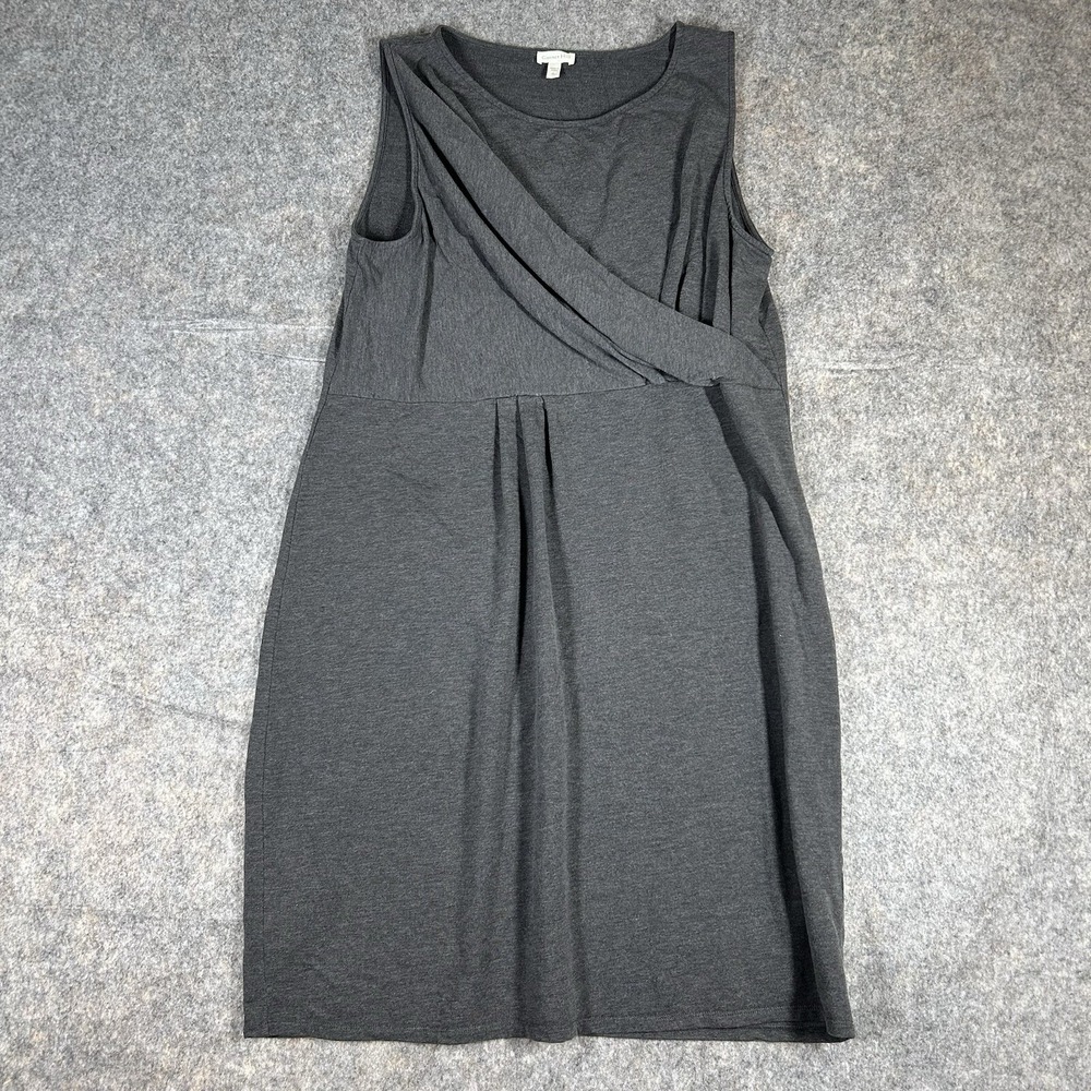 Garnett Hill Dress Women's Large Gray Sleeveless Dress Faux Wrap Bodice Tencel